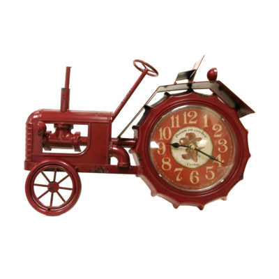Tractor Clock Red